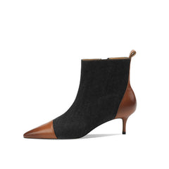 Myla Pointed Toe Ankle Denim Boots Black newgew