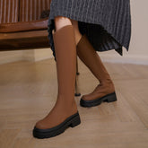 Nyah Knee High Platform Boots Brown Newgew