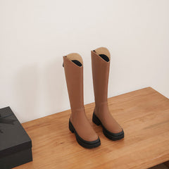 Nyah Knee High Platform Boots Brown Newgew