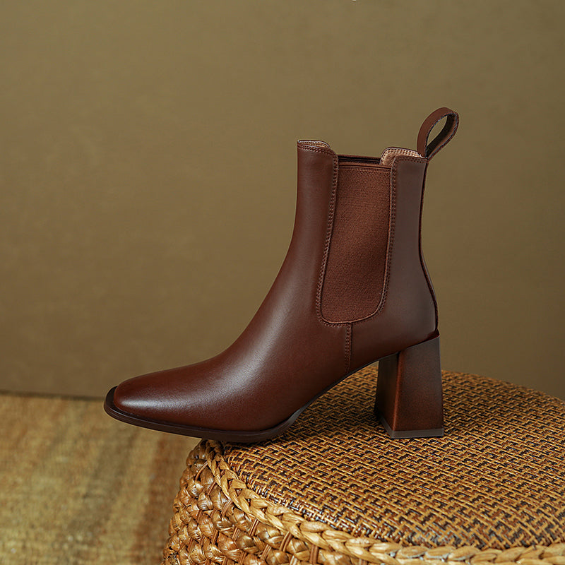 Halle Cognac Boots with Heels Newgew