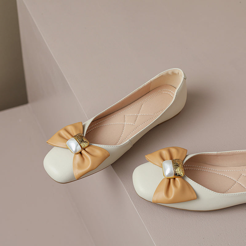 Megan Beige Ballet Flats with Bow newgew