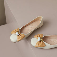Megan Beige Ballet Flats with Bow newgew