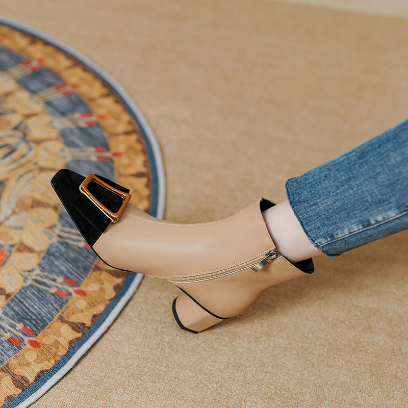 Nadia Cap Toe Nude Ankle Boots newgew