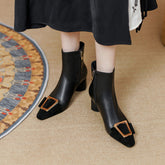 Nadia Black Leather Cap Toe Boots newgew