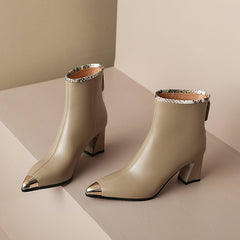 Irene Nude Cap Toe Boots Womens Newgew