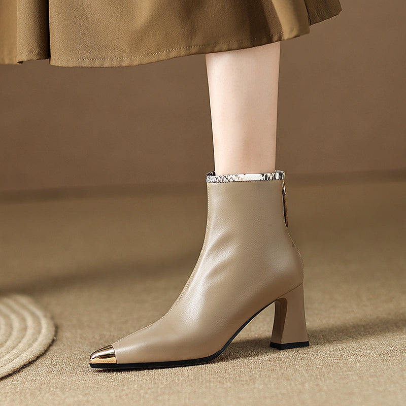 Irene Nude Cap Toe Boots Womens Newgew