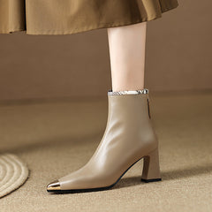 Irene Nude Cap Toe Boots Womens Newgew