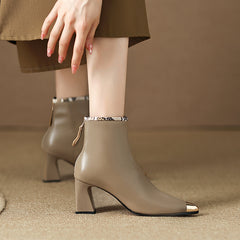 Irene Nude Cap Toe Boots Womens Newgew