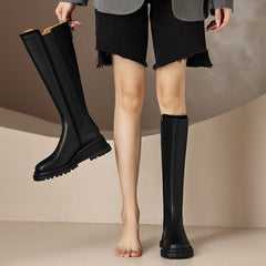 Noel Black Platform Knee High Boots Newgew