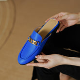 Eleni Royal Blue Flat Mules NEW GEW