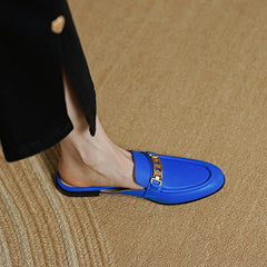 Eleni Royal Blue Flat Mules NEW GEW