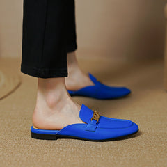 Eleni Royal Blue Flat Mules NEW GEW