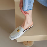 Elin Beige Flat Mules NEW GEW