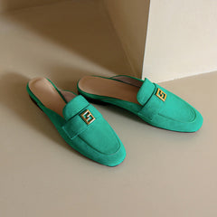Elin Green Flat Mules NEW GEW