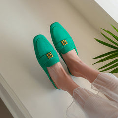 Elin Green Flat Mules NEW GEW