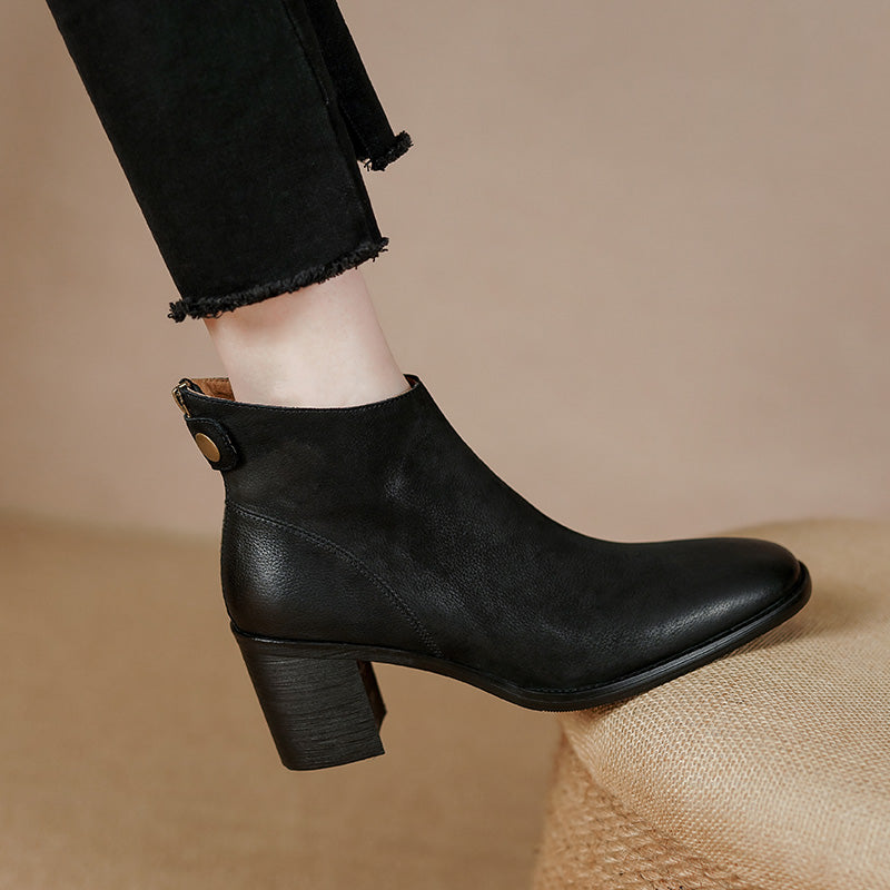 Faryn Black Leather Ankle Booties Newgew