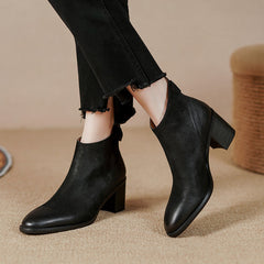 Faryn Black Leather Ankle Booties Newgew