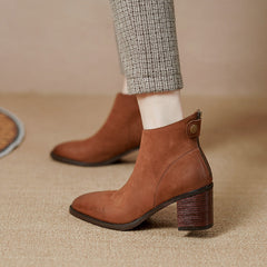 Faryn Cognac Booties Low Heel Newgew
