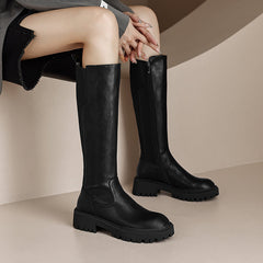 Noah Knee High Platform Combat Boots Black Newgew