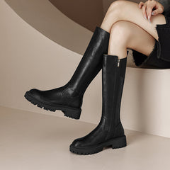 Noah Knee High Platform Combat Boots Black Newgew