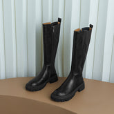 Noah Knee High Platform Combat Boots Black Newgew