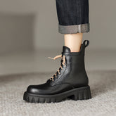 Haley Black Lace up Platform Boots Newgew