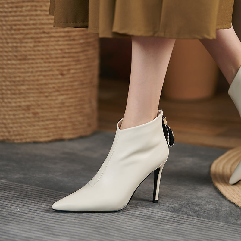 Ina Stiletto Heel Beige Ankle Boots Newgew