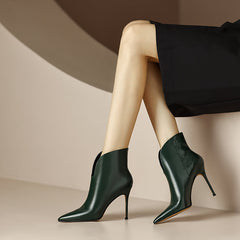 Maci Dark Green Stiletto Cut out Ankle Boots newgew