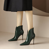 Maci Dark Green Stiletto Cut out Ankle Boots newgew