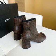 Harli Brown Snakeskin Ankle Boots Newgew