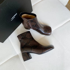 Harli Brown Snakeskin Ankle Boots Newgew