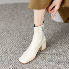 Ida Square Toe Beige Ankle Boots Newgew