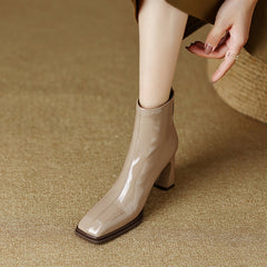 Hana Ba Zip Square Toe Ankle Boots Newgew