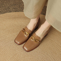 Italia Khaki Square Toe Heeled Loafers newgew