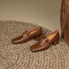 Noemi Brown Heeled Loafers Womens Newgew