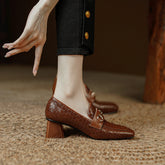 Noemi Brown Heeled Loafers Womens Newgew