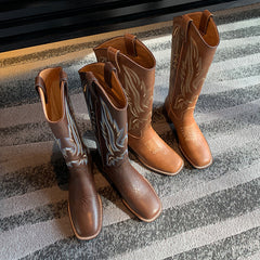 Naima Dark Brown Knee High Cowgirl Boots newgew