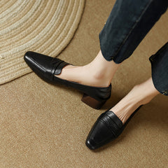 Mia Leather Low Heeled Penny Loafers Black newgew
