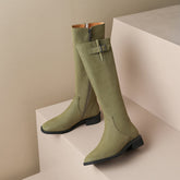 Nahla Green Knee High Boots Leather newgew