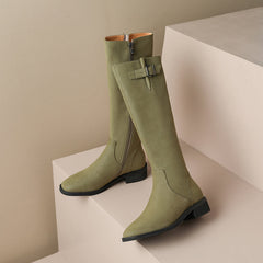 Nahla Green Knee High Boots Leather newgew