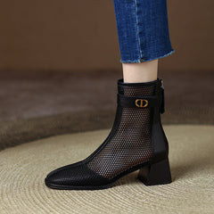 Daniela Low Heeled Mesh Ankle Boots NEW GEW