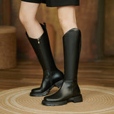 Naya Black Lug Sole Knee High Boots Newgew