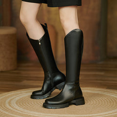 Naya Black Lug Sole Knee High Boots Newgew