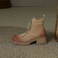 Huda Lug Sole Tan Platform Boots Newgew