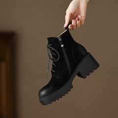 Huda Lug Sole Tan Platform Boots Newgew