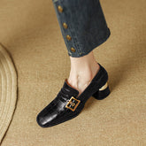 Israa Crocodile Mid Heel Loafers Black newgew