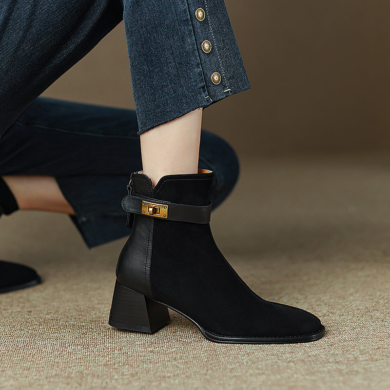 Hawa Patchwork Black Ankle Booties Newgew