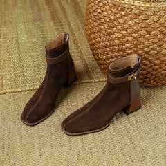 Hawa Patchwork Brown Ankle Booties Newgew