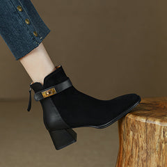 Hawa Patchwork Black Ankle Booties Newgew