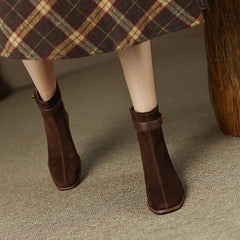 Hawa Patchwork Brown Ankle Booties Newgew